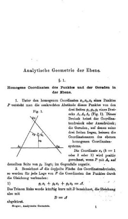 Analytische Geometrie der Ebene.