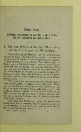 Erstes Buch. Geschichte Brandenburgs von den ältesten Zeiten bis zur Regierung der Hohenzollern