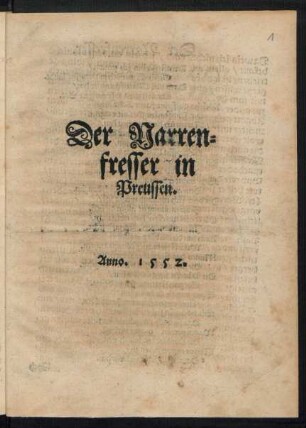 Der Narren=||fresser in || Preussen.||