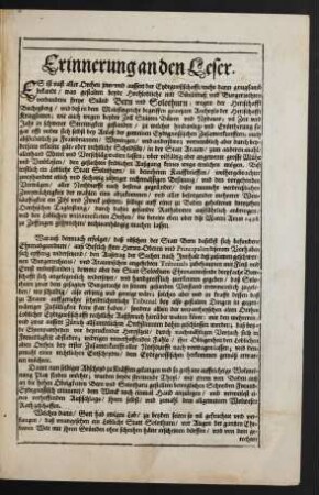 Erinnerung an den Leser.