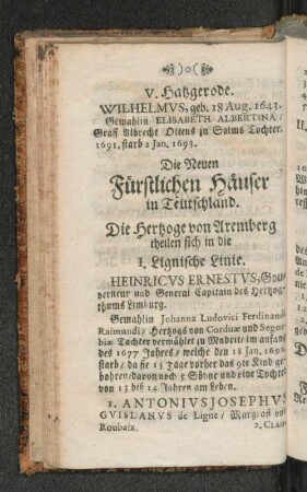 Die Neuen Fürstlichen Häuser in Teutschland.