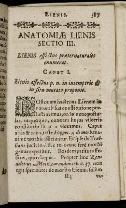 Sectio III. Lienis affectus præternaturales enumerat.