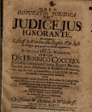 Disp. iur. de iudice ius ignorante