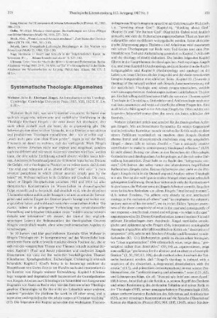 375-377 [Rezension] Webster, John B., Eberhard Jüngel