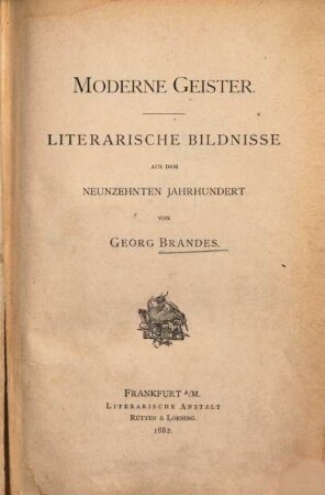 Moderne Geister : Literarische Bildnisse aus dem neunzehnten Jahrhundert