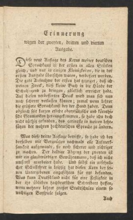 Erinnerung wegen der zweyten, dritten und vierten Ausgabe.