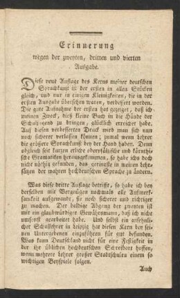 Erinnerung wegen der zweyten, dritten und vierten Ausgabe.