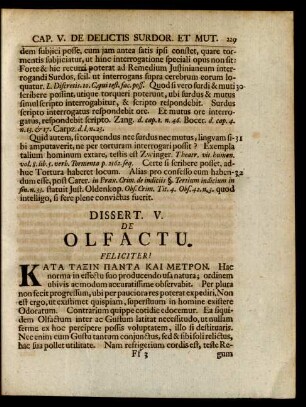 Dissert. V. De Olfactu