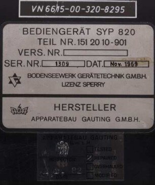 Details Bediengerät SYP820 Plattform