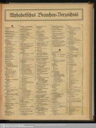Alphabetisches Branchen-Verzeichnis