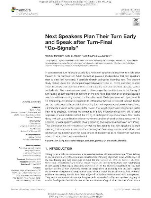 Next speakers plan their turn early and speak after turn-final “go-signals”