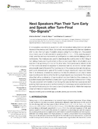 Next speakers plan their turn early and speak after turn-final “go-signals”
