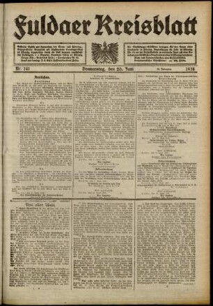 Ausgabe vom Donnerstag, den 20. Juni 1918.
