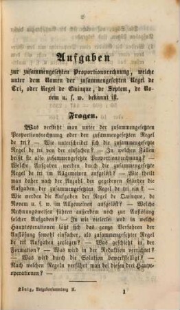 Aufgabensammlung für den Unterricht in der Arithmetik in Volks-, Gewerbe und Handelsschulen, 2