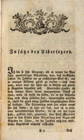Abhandlung über die Schädlichkeit der Insekten, 2 : Enthält die Zusäze des Uibersezers, und Salbergs Erfindung und Versuch gegen die Wanzen