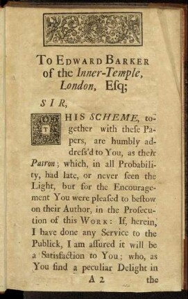 To Edward Barker of the Inner-Temple, London, Esq.