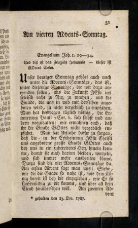 31-40, Am vierten Advents-Sonntag