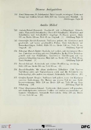 Antike Möbel (Nr. 352-358)