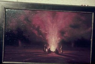Nächtliches Lagerfeuer : Nächtliches Lagerfeuer. Öl auf Leinwand (um 1900?)