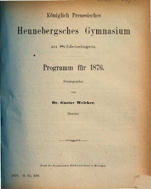 Programm : für ..., 1875/76
