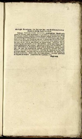 Gnädigste Verordnung, den Zoll von Aus- und Einführung fremden Grapps in hiesige Lande betreffend : Zweybrücken den 2 Jannuar. 1772
