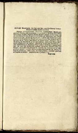 Gnädigste Verordnung, den Zoll von Aus- und Einführung fremden Grapps in hiesige Lande betreffend : Zweybrücken den 2 Jannuar. 1772