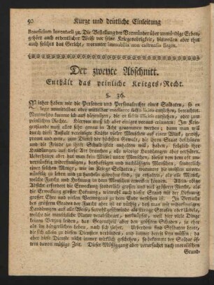 Der zweyte Abschnitt. Enthält das peinliche Kriegs-Recht.