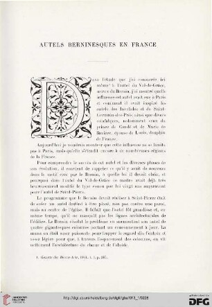 4. Pér. 9.1913: Autels berninesques en France