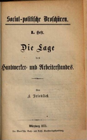 Die Lage des Handwerker- und Arbeiterstandes