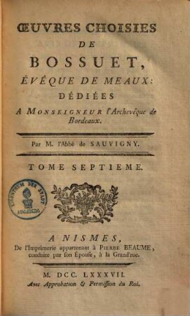 Oeuvres choisies de Bossuet, évèque de Meaux, 7