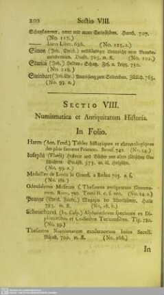 Sectio VIII. Numismatica et Antiquitatum Historia