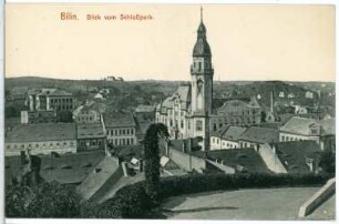 Bilin. Blick vom Schlosspark auf Bilin