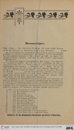 Manuscripte (Nr. 1 - 67)