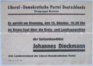 Einladung der Ortsgruppe Bautzen der LDPD zu einer Versammlung in Kommunalwahlen 1946