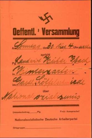 Versammlung der NSDAP-Ortsgruppe Grafenhausen: Nationalsozialismus