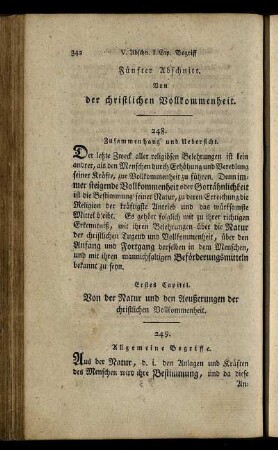 Fünfter Abschnitt. Von der christlichen Vollkommenheit.