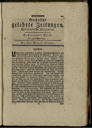Sechszehntes Stück, den 23ten April 1791.