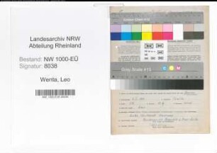 Entnazifizierung Leo Wenta, geb. 07.01.1909 (Zollbeamter)