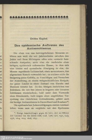 Drittes Kapitel. Das epidemische Auftreten des Antisemitismus