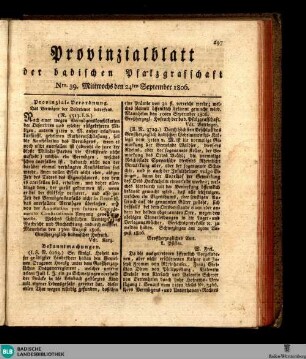 Provinzialblatt der badischen Pfalzgrafschaft