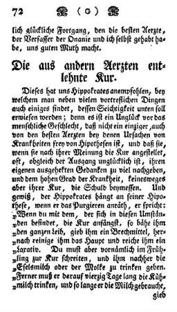 Die aus andern Aerzten entlehnte Kur