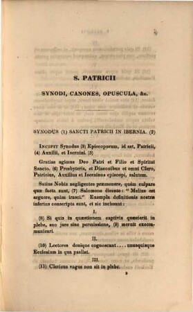 Sancti Patricii, Ibernorum Apostoli Synodi, Canones, Opuscula, et Scriptorum quae supersunt, fragmenta