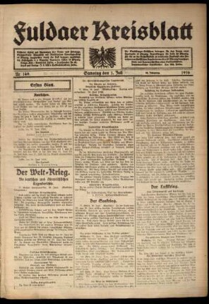Erste Ausgabe vom Samstag, den 01. Juli 1916.