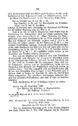 Beitragspflicht der Rittergutsbesitzer, welche nicht Gutsherren des Schulorts sind, zu Schulbauten; desgleichen der Gutsherren in der Provinz Schlesien : [V. Elementarschulwesen]