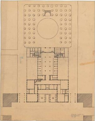 Fischer, Theodor; Lauta, Gartenstadt - Nord; Saalbau - Grundriss 1. OG, Grundriss 2. OG