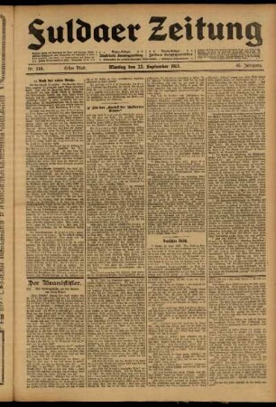 Erste Ausgabe vom Montag, den 22. September 1913.