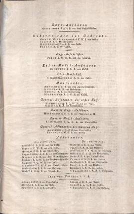 [Mitglieder und Übersicht des Festzuges.]