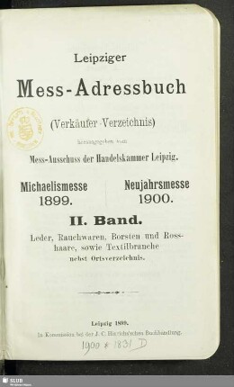 7.1899/1900,2: Leipziger Mess-Adressbuch : Verkäufer-Verzeichnis