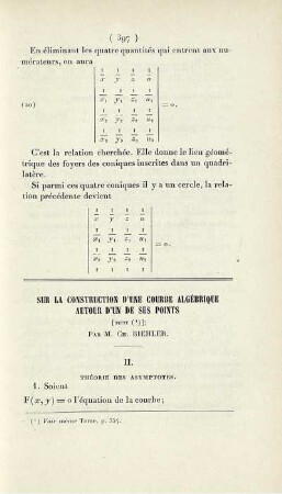 Sur la construction d´une courbe algébrique autour d´un de ses points.