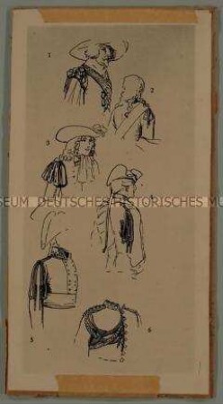Uniformtafel nach R. Knötel: Entwicklung der Achselschnüre, 17.-19. Jh.